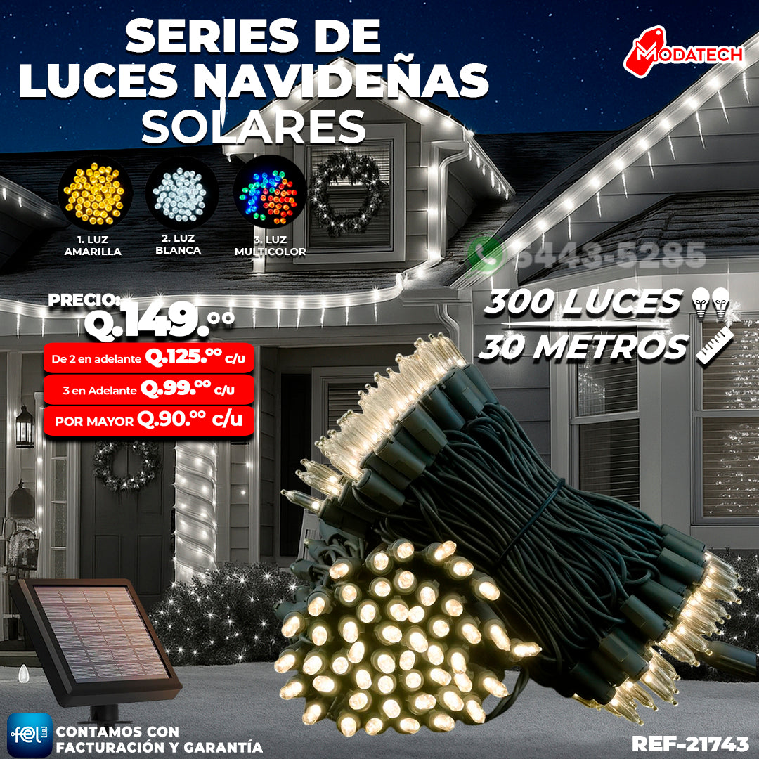 Luz Navideña color Blanco de 300 Luces/ 30 Metros 🎇✨