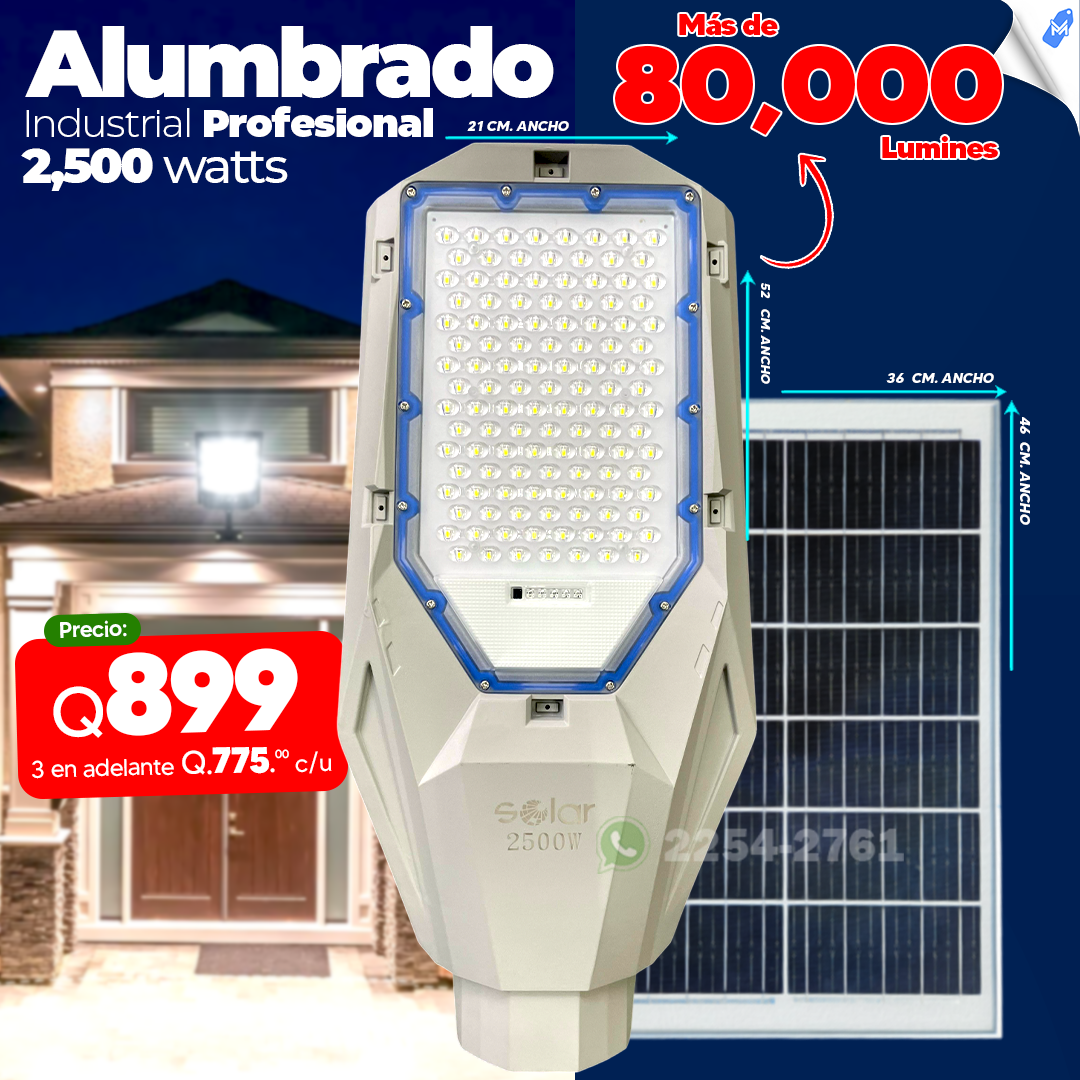 Alumbrados Solares Profecionales de Alta Potencia de 2,500 watts