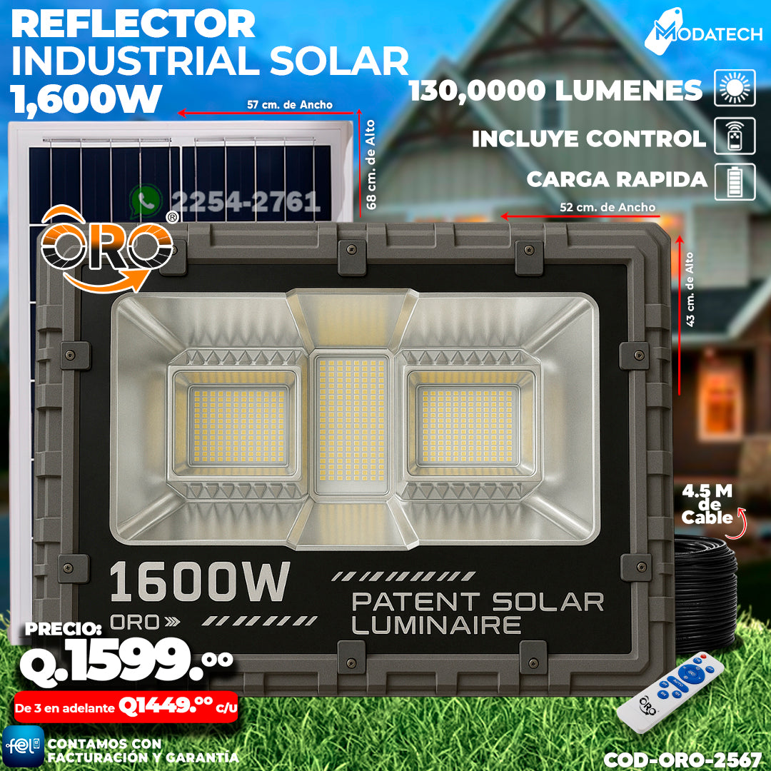 ☀️ Reflector Industrial Solar de 1,600 Watts - ORO ☀️