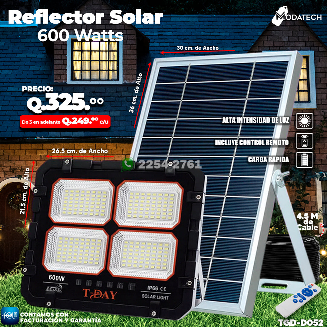 Reflector Profecional Solar 600 watts 🌙