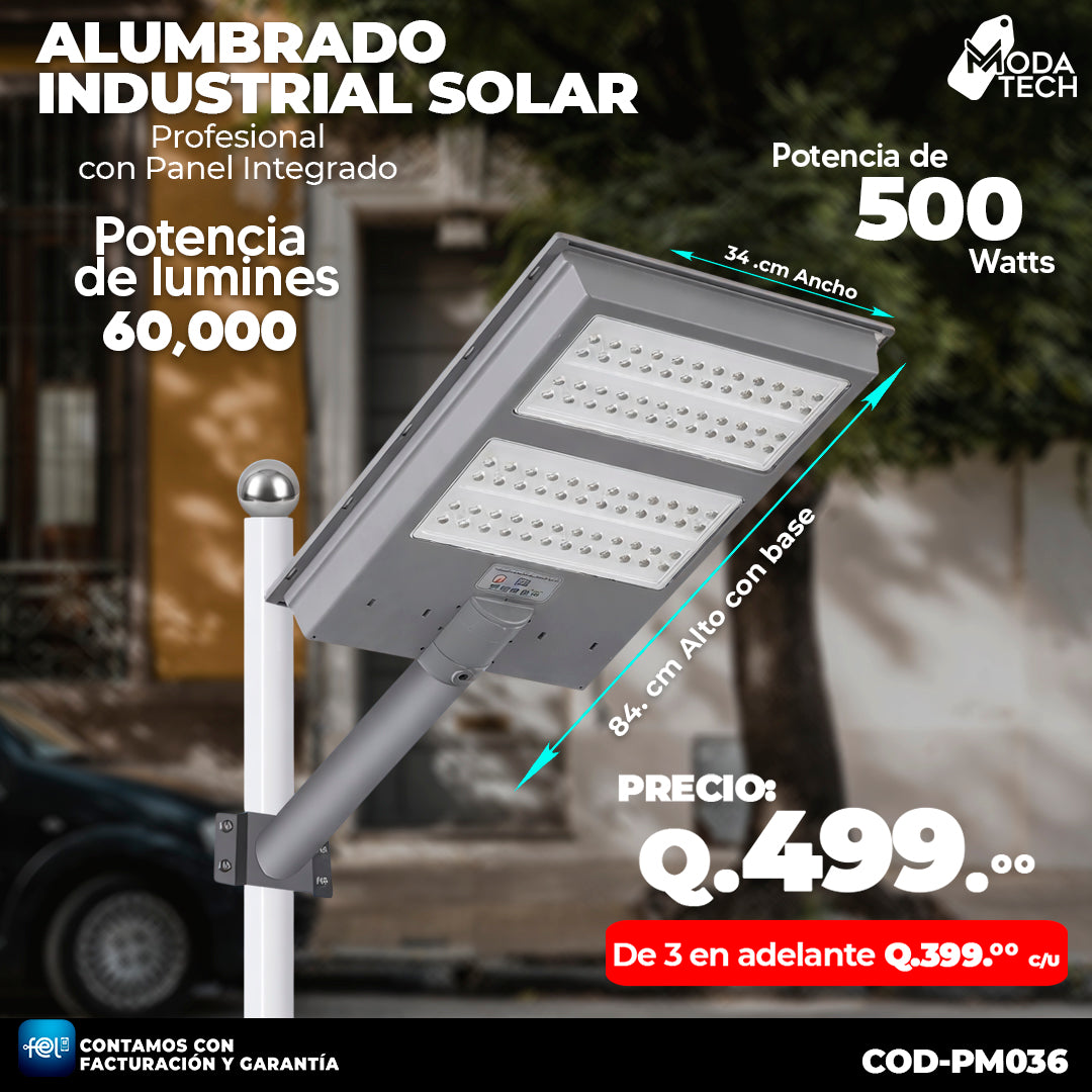 Alumbrado Solar Industrial de 500 Watts ☀️