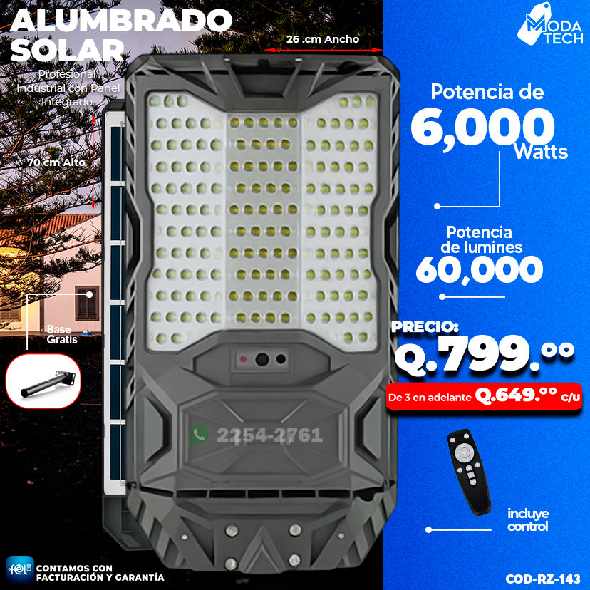 🔸 Alumbrado Solar 6,000W – Alta Potencia