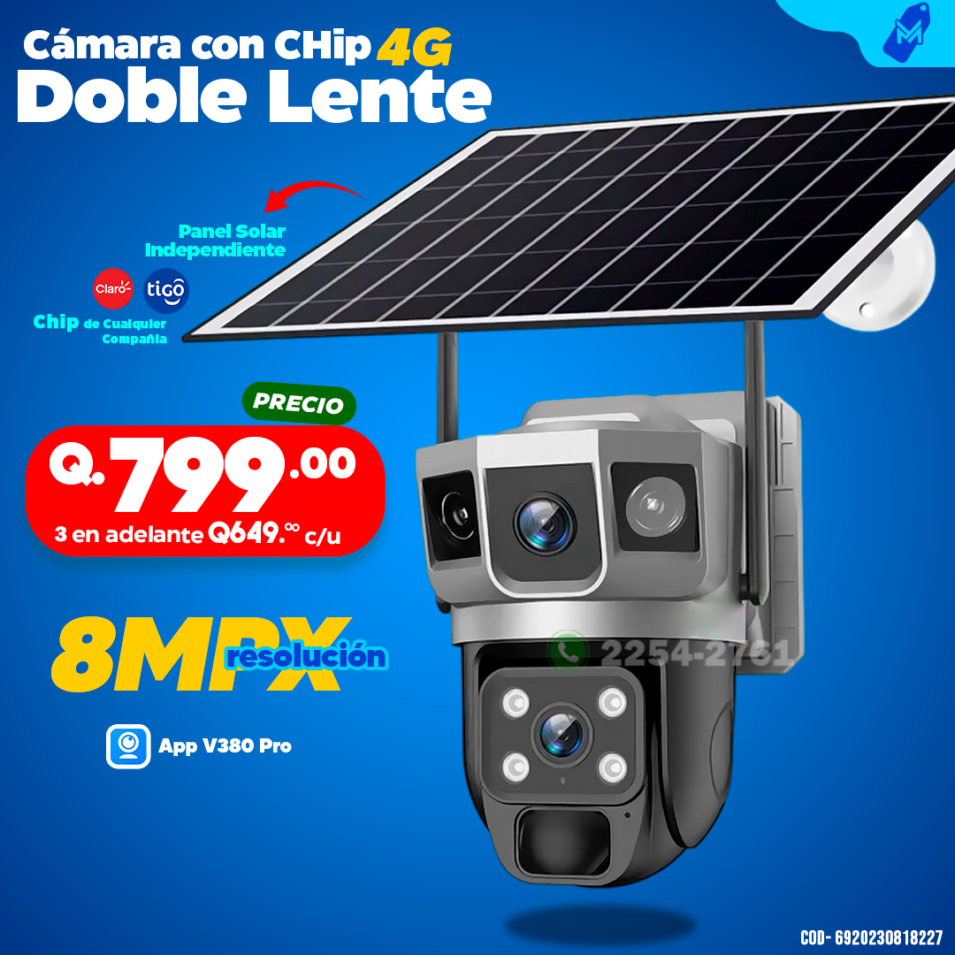 Cámara Solar con Chip 4G - 8MPX