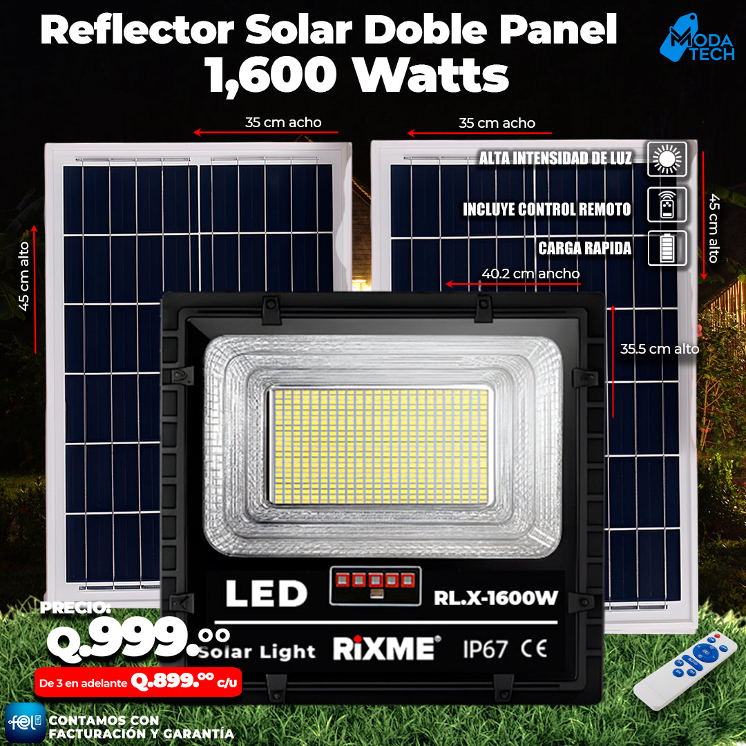 🔆 Reflector Solar Doble Panel de 1600 Watts 🔋☀️