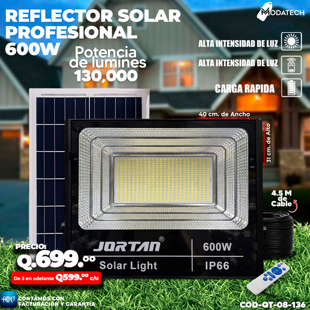 💡 Reflector Solar Profesional Jortan e 600 Watts ☀️