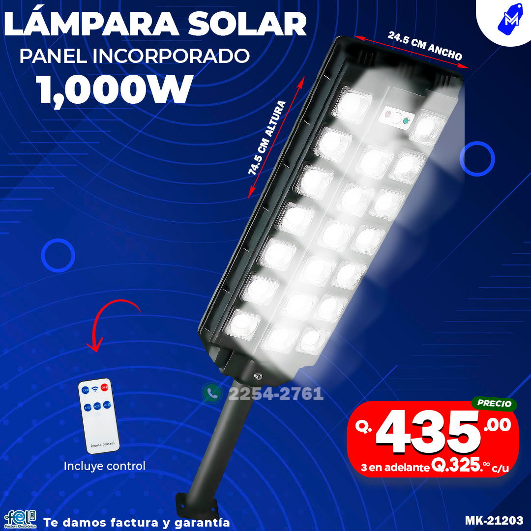 Lampara Con panel Solar de 1,000 watts ☀️🔋