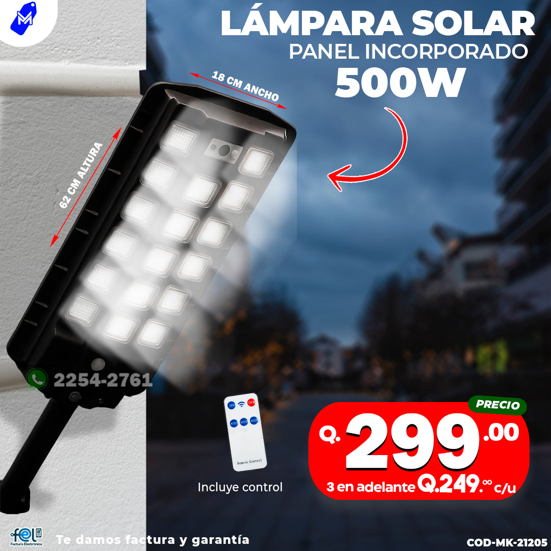 Lampara Con panel Solar de 500 watts ☀️🔋