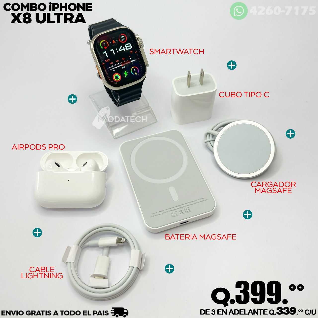 Smartwatch X8 ULTRA - Combo IPhone