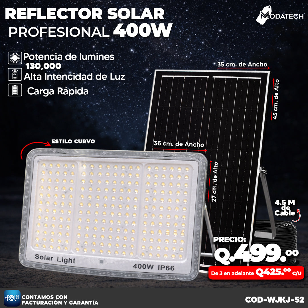 Reflector Solar de forma curva Profesional de 400W ⚡🌞