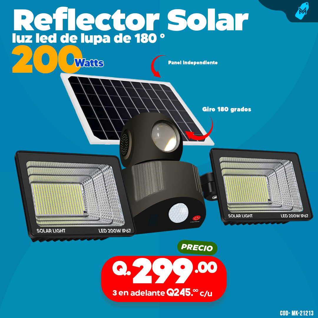 Reflector Solar con luz led de lupa 180°
