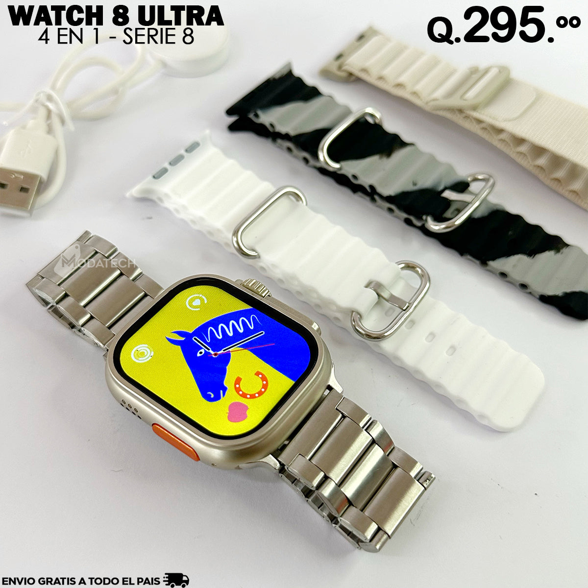 Smartwatch Watch 8 Ultra 4 en 1