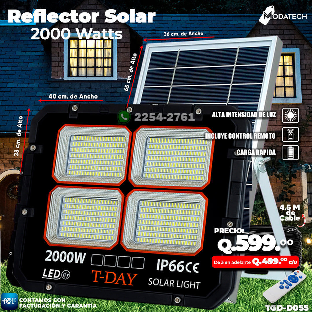 Reflector Profecional Solar 2,000 watts 🌙
