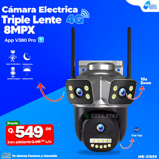 Cámara electrica chip 4G de 8MPX