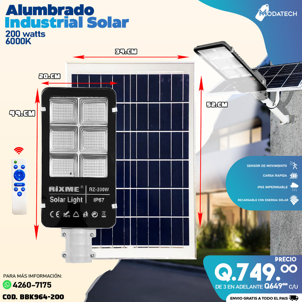 Alumbrados Solares Profesionales Industriales con Panel solar