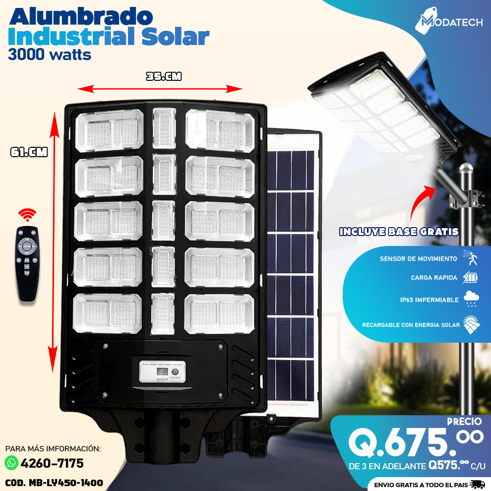 Alumbrado Solar Industrial 3000 watts