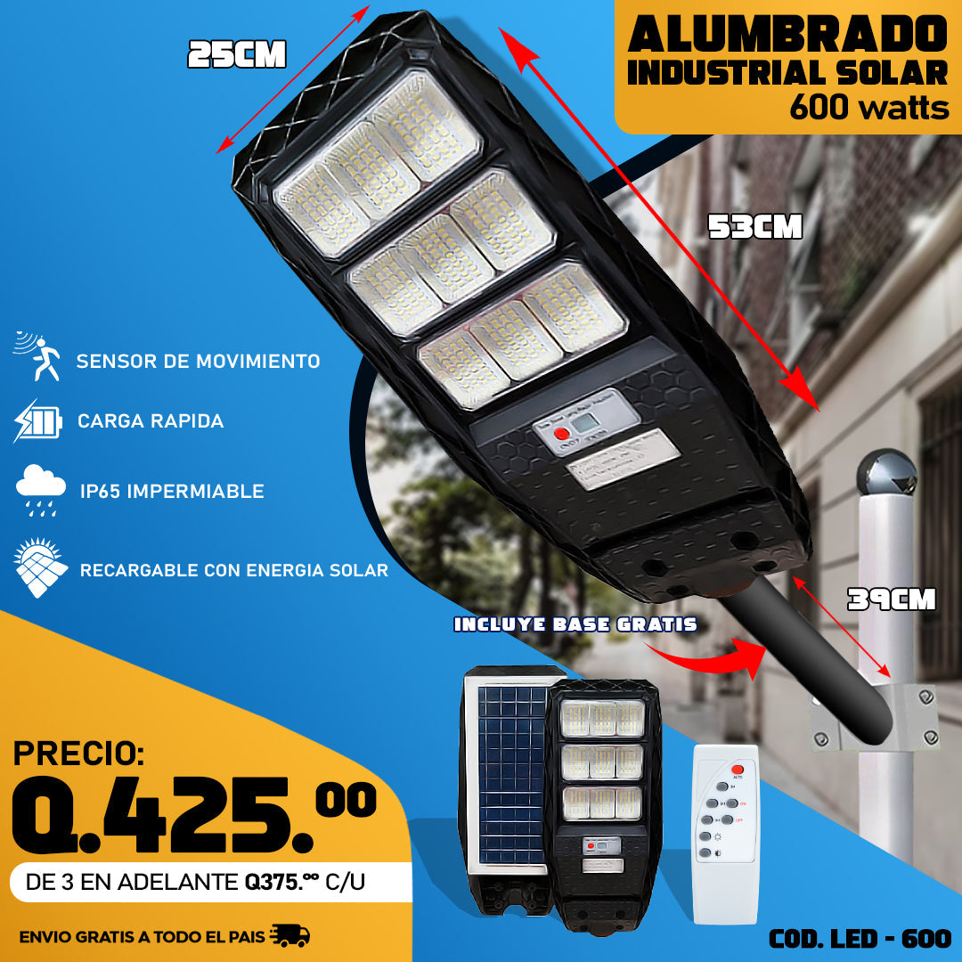 Alumbrados Solares Profesionales Industriales con Panel solar Imcorporado