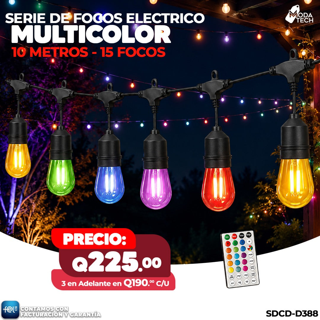 🌈💡 Serie de Focos Electricos 15 focos - 10 metros 💡🌈