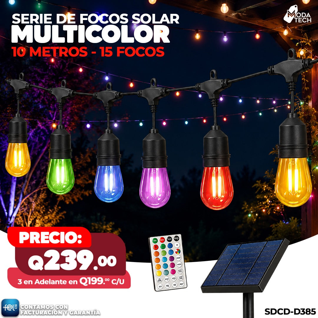 🌈💡 Serie de Focos Solares 15 focos - 10 metros 💡🌈