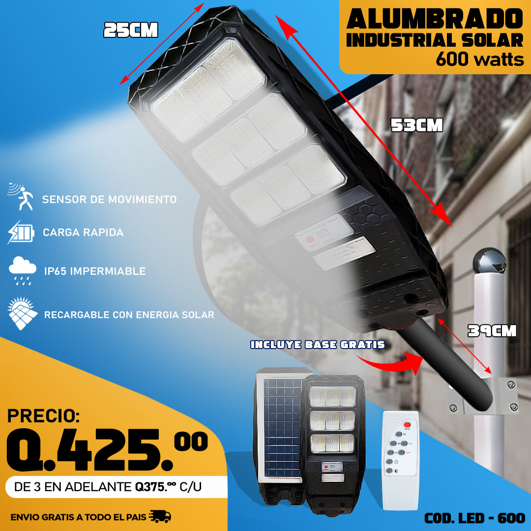 Alumbrados Solares Profesionales Industriales con Panel solar Imcorporado