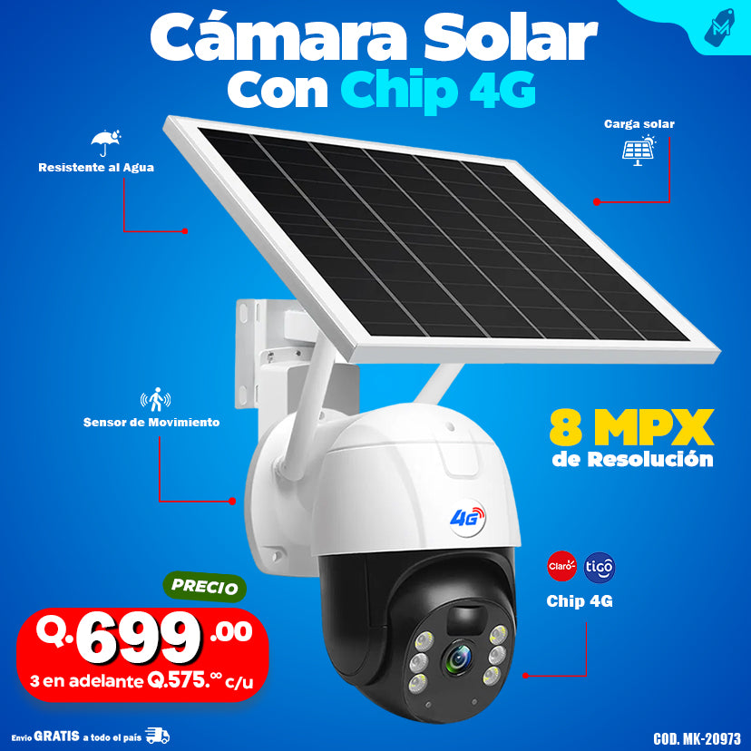 Cámara Solar con Chip 4G - 8MPX