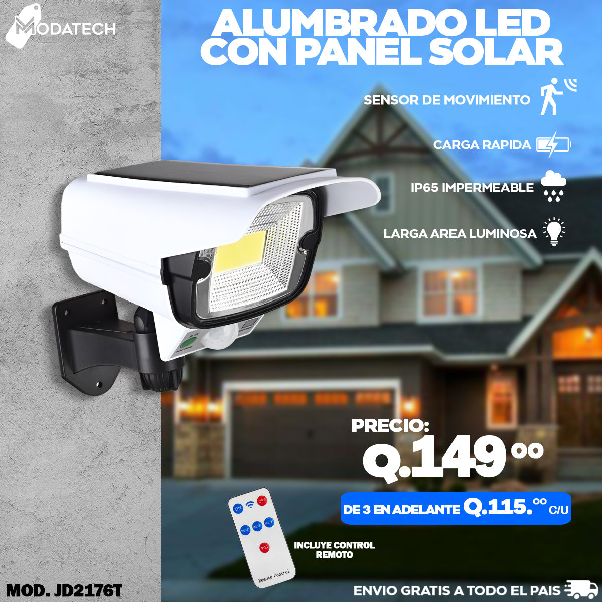 Alumbrado led estilo camara con panel solar incorporado