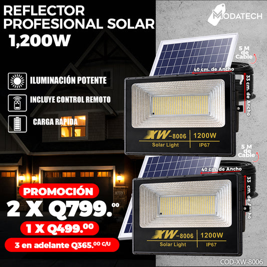 Reflectores Solares con Panel 1,200 Watts 🌞
