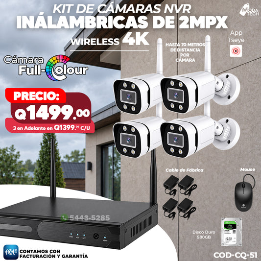 📹📡 Kit NVR Inalámbrico 4 Cámaras 2MPX | Wireless 4K 📺