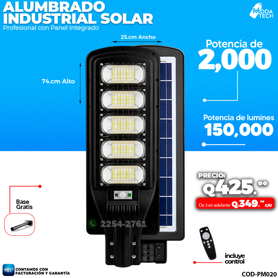 Alumbrado Solar Industrial de 2,000 Watts ☀️☀️