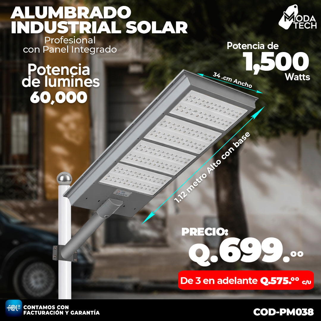 Alumbrado Solar Industrial de 1,500 Watts ☀️