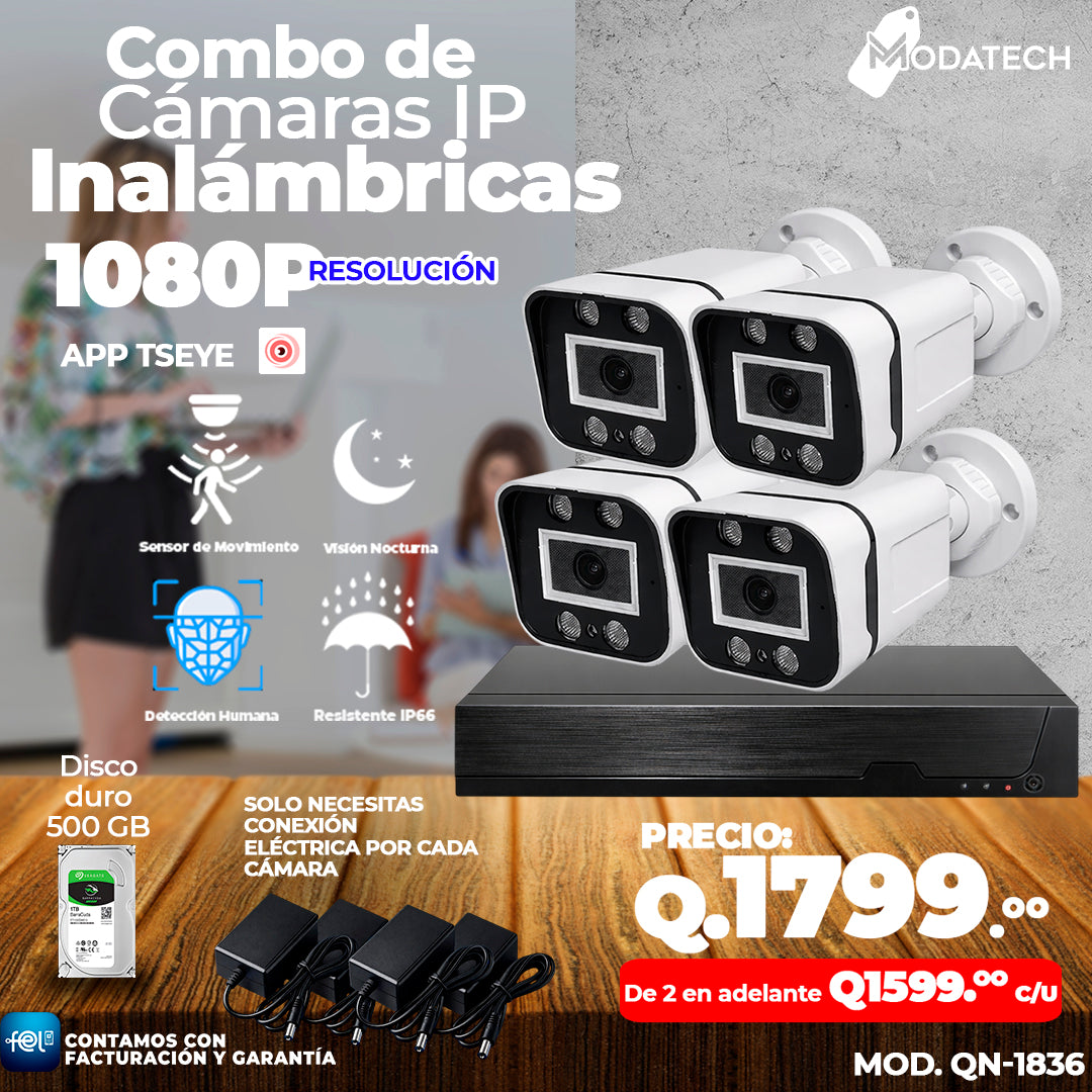 Combo de 4 Cámaras IP Inalámbricas 🎥