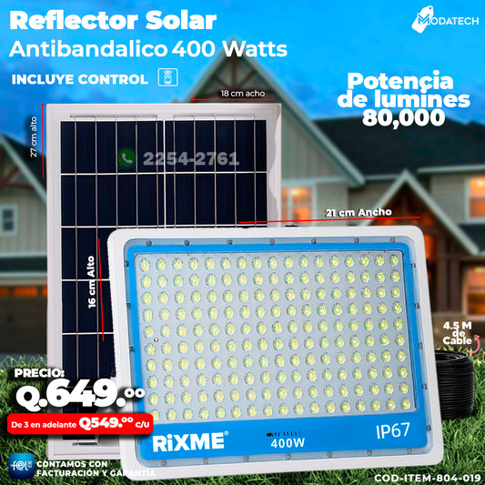 Reflector Industrial Solar Antibandálico de 400 Watts