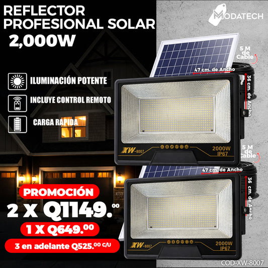 Reflectores Solares con Panel 2,000 Watts 🌞