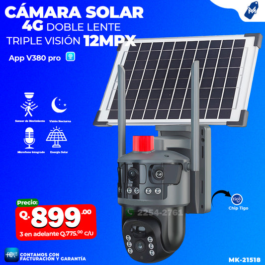 Cámara Solar 4G 4 Lentes de 12 Megapixeles