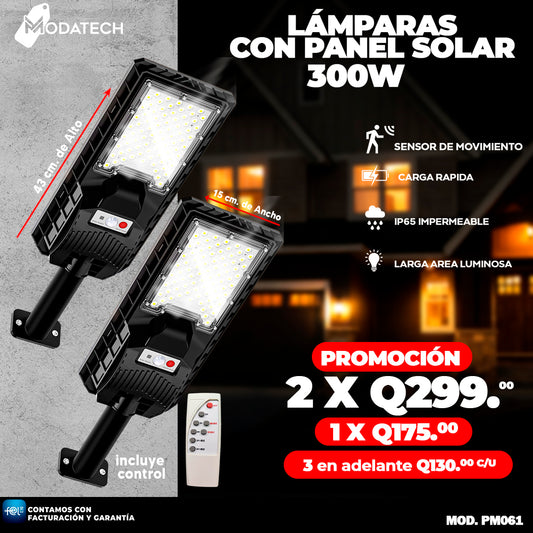 Lámparas Solar con Panel 300 Watts ☀️☀️