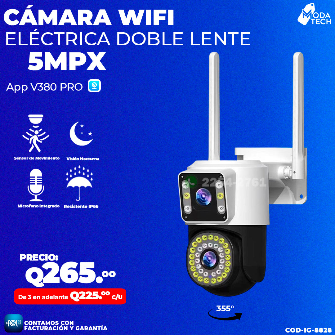 Cámara Wifi Doble lente de 5MPX ☂️✅