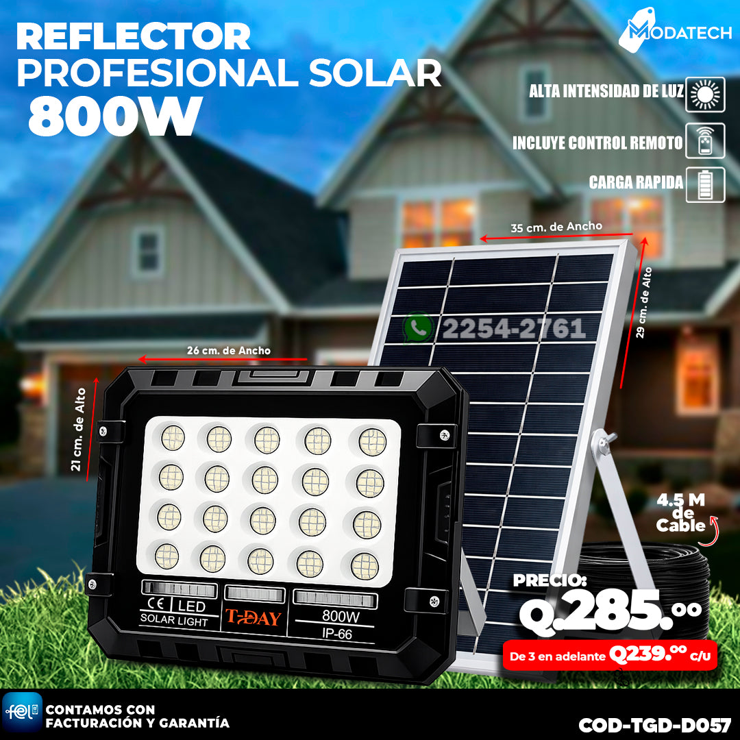 Reflector Profecional Solar 800 watts 🌙