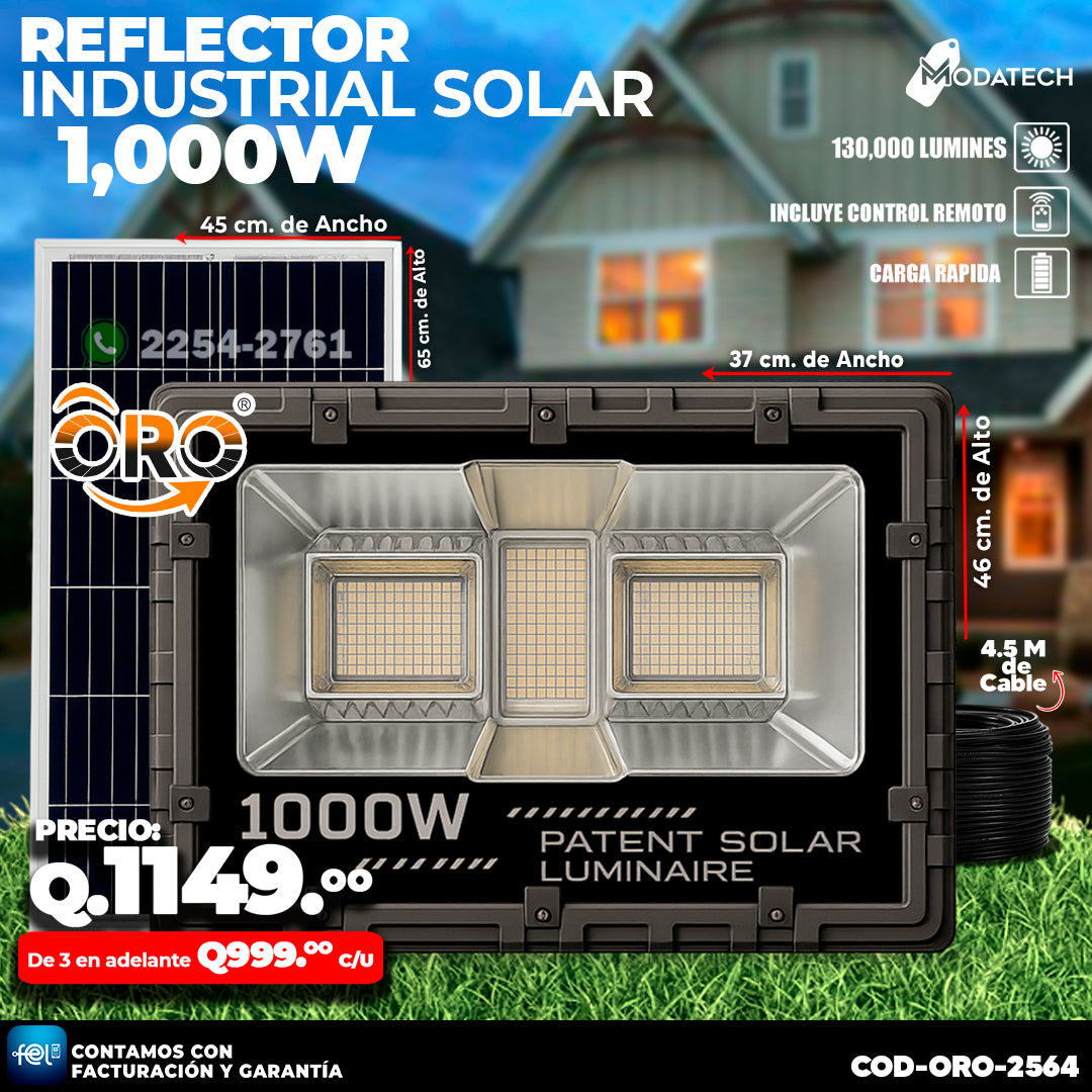 ☀️ Reflector Industrial Solar de 1,000 Watts - ORO ☀️