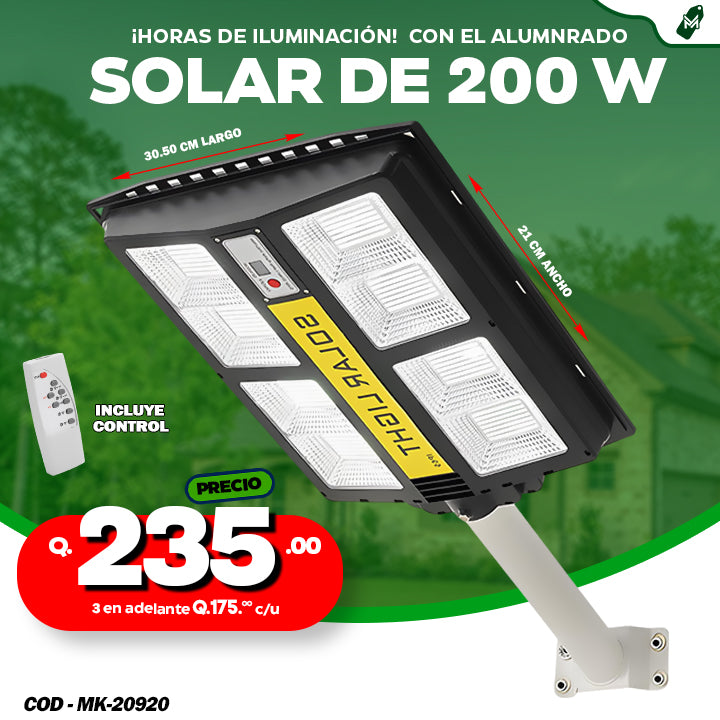 Alumbrados Solares de 200, 300 watts