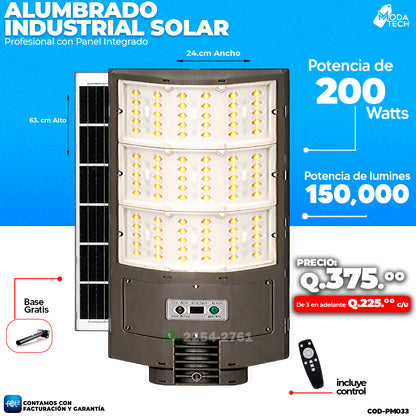 Alumbrado Solar Industrial de 200 Watts ☀️