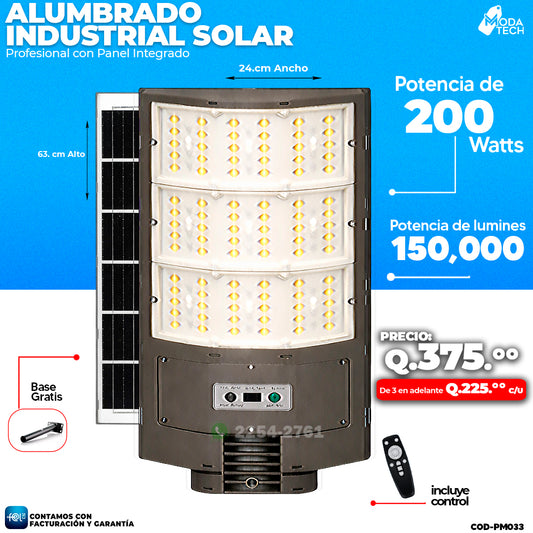 Alumbrado Solar Industrial de 200 Watts ☀️