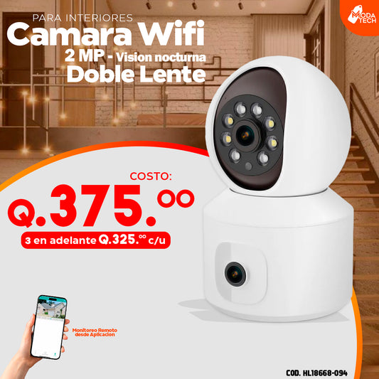 Cámara Wifi doble lente para hogar - 2MP