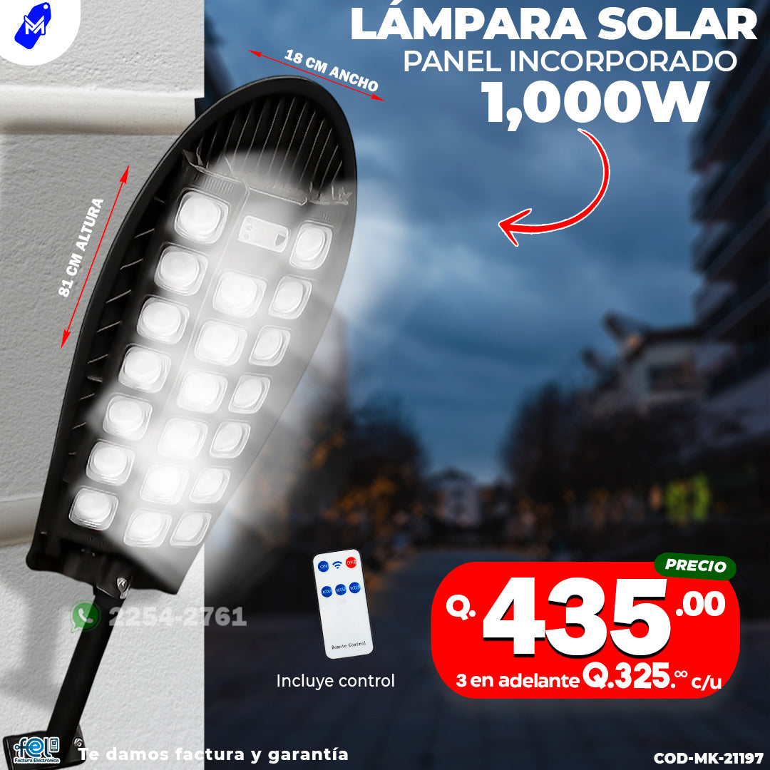 Lampara Con panel Solar de 1,000 watts ☀️🔋
