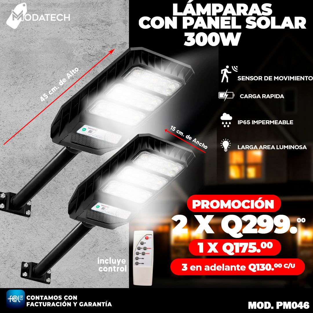 Lampara con Panel Solar de 300 Watts 🔋