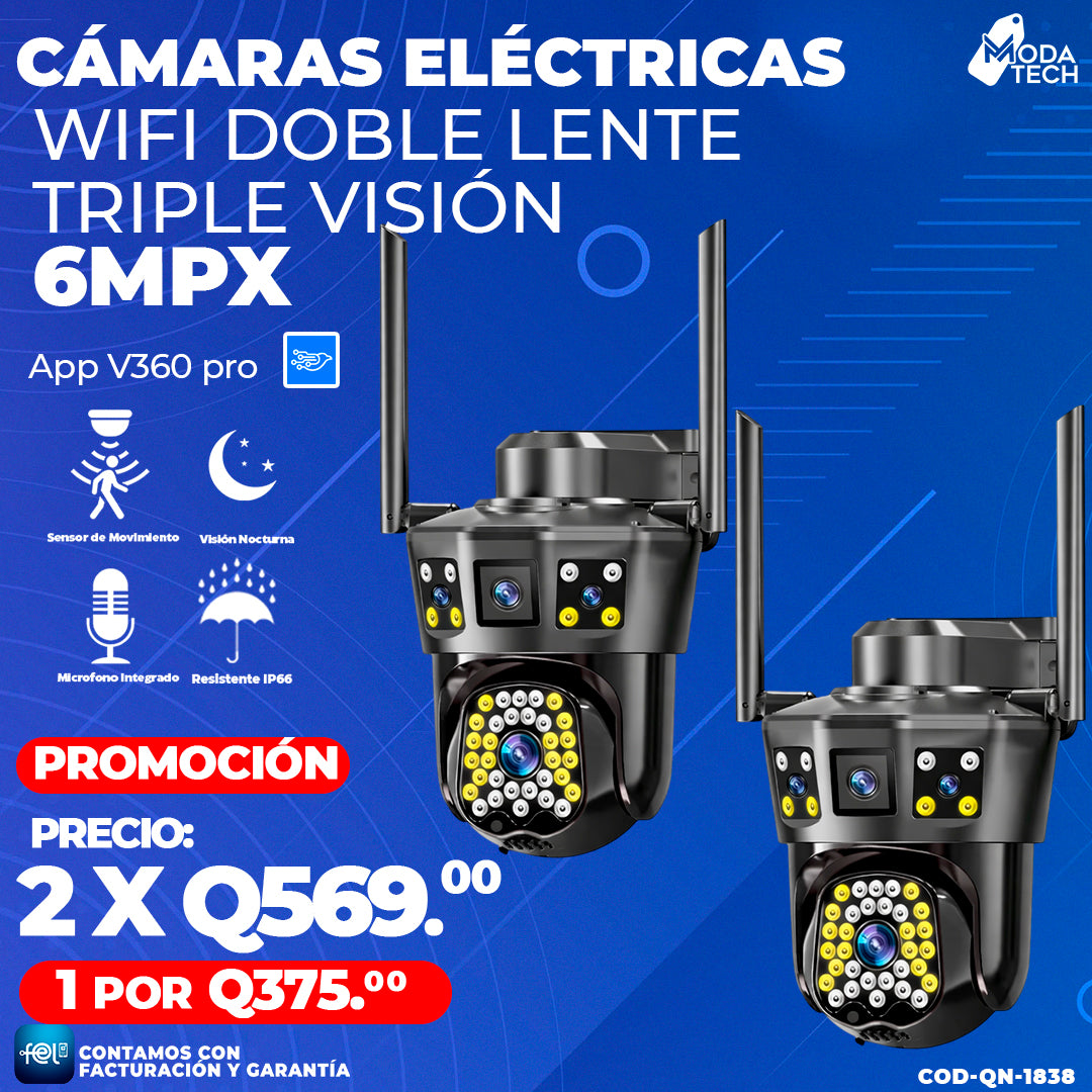 Cámaras Electricas Wifi Doble Lente Triple Visión 🎥