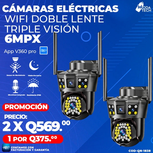 Cámaras Electricas Wifi Doble Lente Triple Visión 🎥