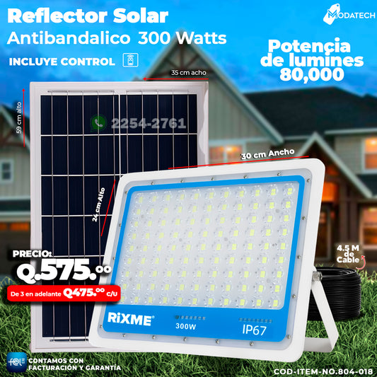 Reflector Industrial Solar Antibandálico de 300 Watts