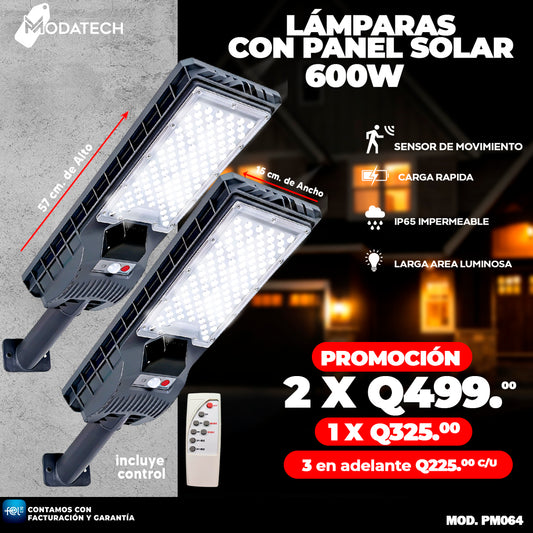 Lámparas Solar con Panel 600 Watts ☀️☀️