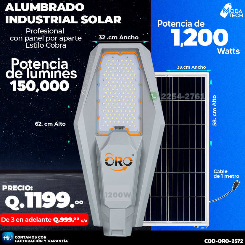 💡 Alumbrado Solar Profesional Estilo Cobra de 1,200 Watts 💡