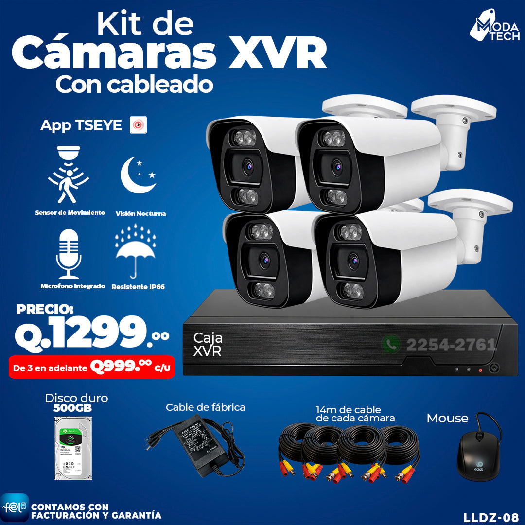 Kit de Cámaras XVR de 4 Cámaras ✨🔦
