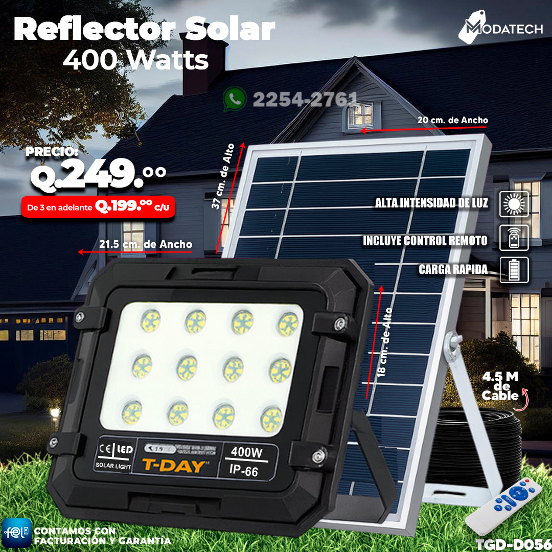Reflector Profecional Solar 400 watts 🌙